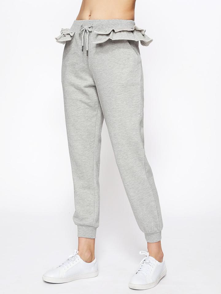 Shein Drawstring Waist Frill Trim Pants