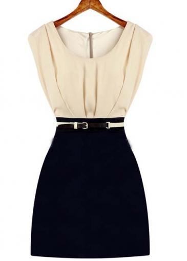 Rosewe Classic Sleeveless High Waist Dress For Office Lady