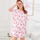 Shein Allover Flamingo Print Ruffle Cuff Nightdress