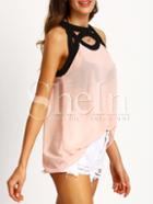 Shein Nude Sleeveless Round Neck Hollow Casual Dress