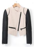 Rosewe Black And Khaki Color Blocking Long Sleeve Jackets