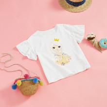 Shein Girls Ruffle Sleeve Figure Tee