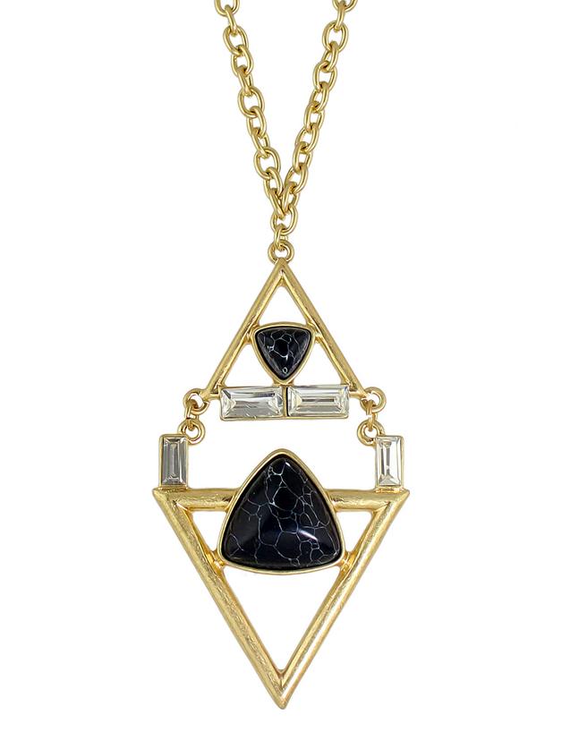 Shein Imitation Turquoise Geometric Long Pendant Necklace