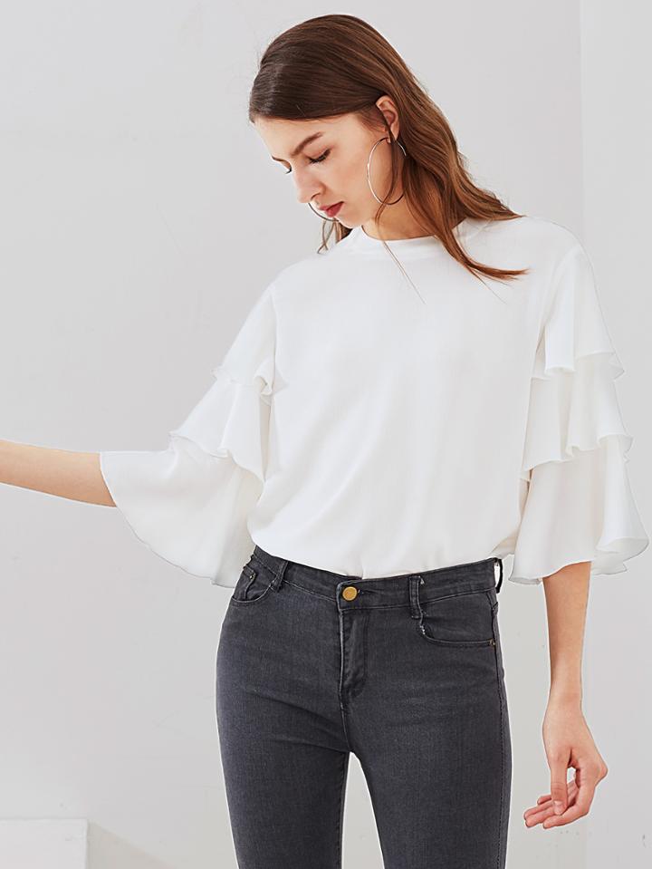 Shein Tiered Bell Sleeve Blouse