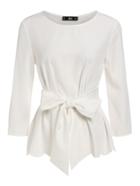 Shein Sash Tie Waist Scallop Hem Top