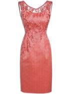 Shein Pink V Neck Backless Embroidered Dress