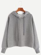 Shein Grey Hooded Drop Shoulder Sweatshirt
