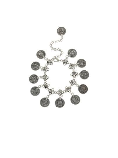 Shein Antique Silver Coin Tassel Anklet 1pc