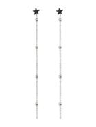 Shein Black Color Pearl Chain And Star Pendant Earrings