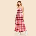 Shein Waist Drawstring Plaid Cami Dress