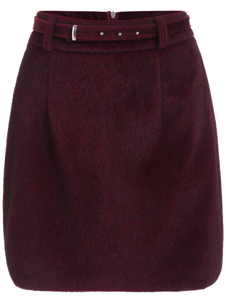Shein Burgundy A Line Mohair Skirt