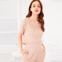Shein Fluffy Crop Top & Pants Pj Set