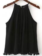 Shein Black Halter Tassel Shift Top