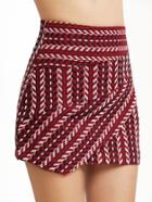 Shein Burgundy Crochet Zipper Back Asymmetric Skirt