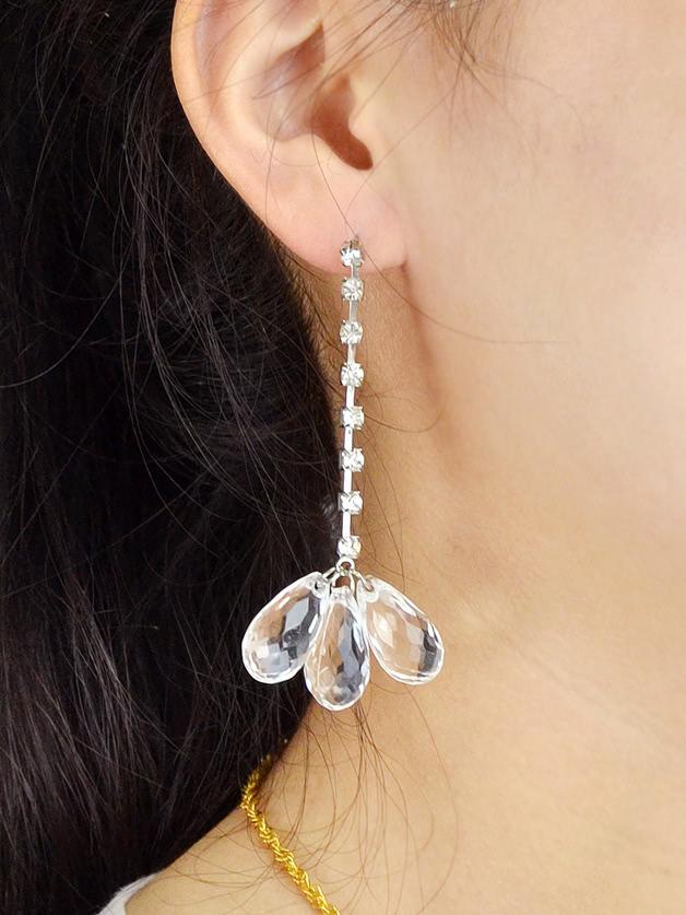 Shein Rhinestone Long Chain Drop Earrings