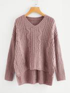 Shein Stepped Hem Cable Knit Jumper