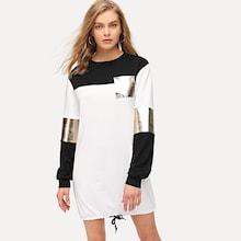 Shein Cut And Sew Panel Sweatshirt Dress
