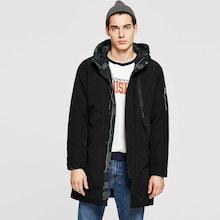 Shein Men Contrast Camo Drawstring Hooded Coat