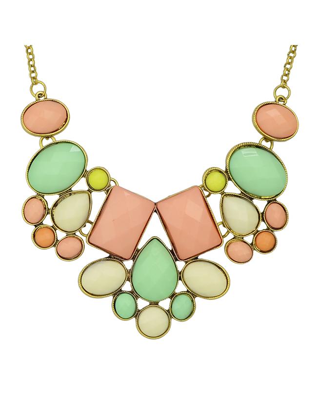 Shein Colorful Imitation Gemstone Chunky Statement Necklace