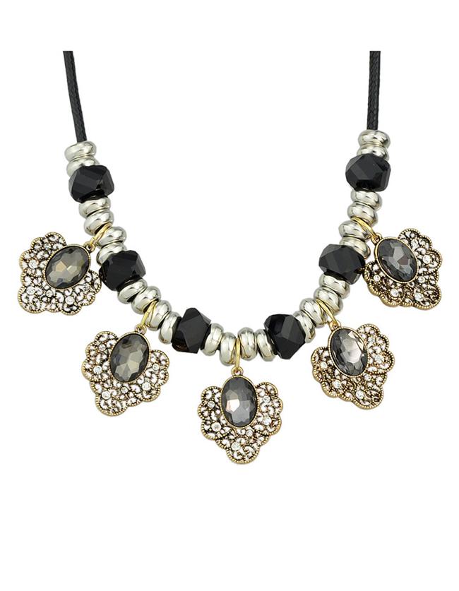 Shein Black Flower Statement Collar Necklace
