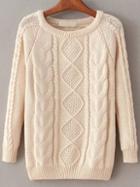 Shein Apricot Cable Knit Raglan Sleeve Sweater