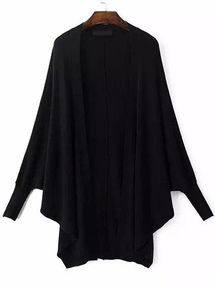 Shein Black Batwing Long Sleeve Knit Cape Cardigan