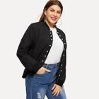 Shein Plus Beaded Zip Up Jacket