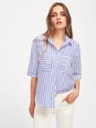 Shein Patch Pocket Front Pinstripe Shirt