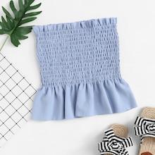 Shein Ruffle Trim Pleated Tube Top