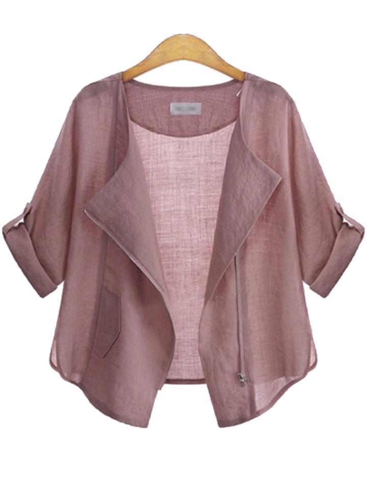 Shein Pink Casual Long Sleeve Loose Coat