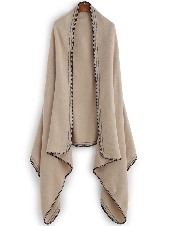 Shein Khaki Contrast Edge Warm Shawl Scarf