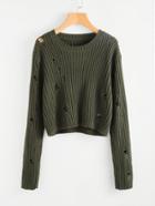 Shein Rib Knit Distressed Jumper