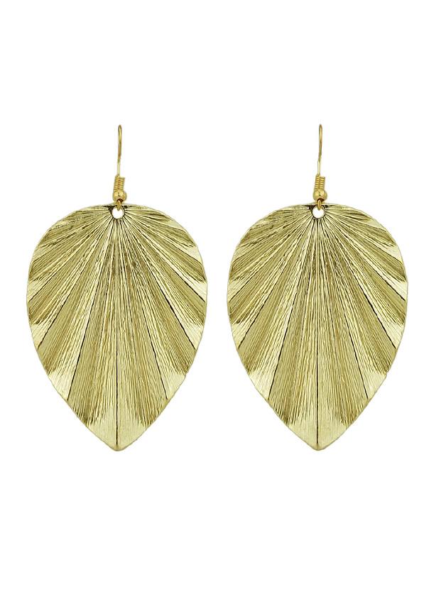Shein Gold Long Earrings With Leaf Charm Drop Earrings