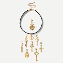 Shein Choker Necklace With Replaceable Charm 9pcs