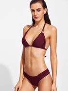 Shein Burgundy Halter Sexy Bikini Set