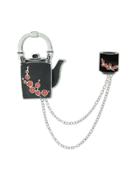Shein Enamel Teapot And Cup With Chain Pattern Brooches
