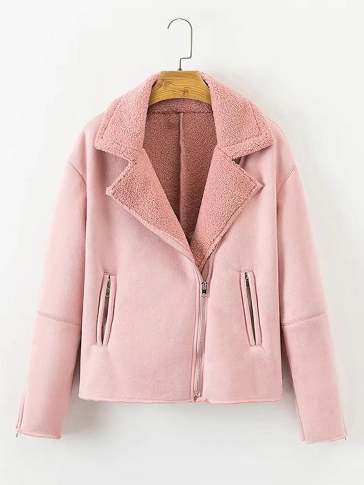 Shein Faux Fur Lined Suede Jacket