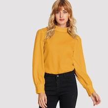 Shein Keyhole Back High Neck Blouse
