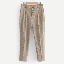 Shein Button Front Plaid Pants