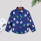 Shein Toddler Boys Christmas Print Curved Hem Shirt