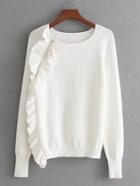 Shein Oblique Zipper Ruffle Detail Knitwear