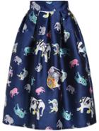 Shein Colour Elephant Print Flare Skirt