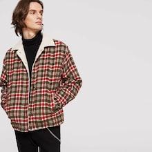 Shein Men Faux Shearing Plaid Jacket