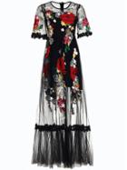 Shein Flowers Applique Gauze Sheer Dress
