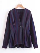 Shein Pleated Waist Striped Blouse