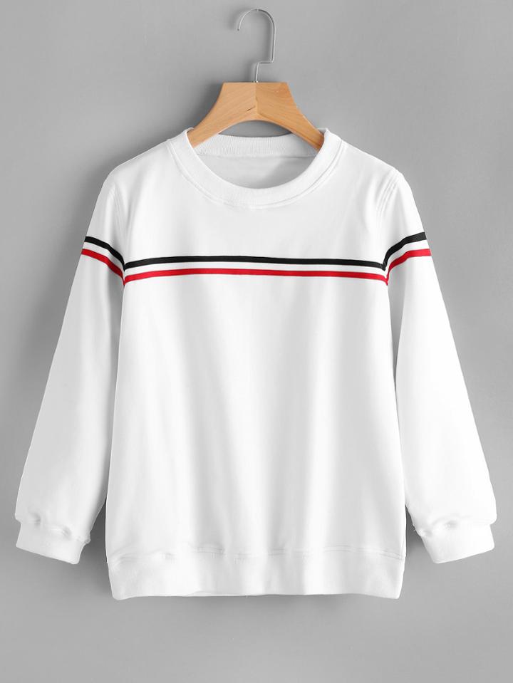 Shein Contrast Stripe Tape Detail Sweatshirt