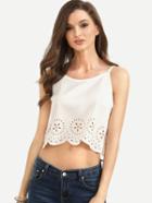 Shein White Scalloped Hem Crop Cami Top