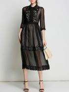 Shein Sheer Contrast Lace A-line Dress
