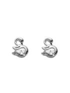 Shein Silver Plated Swan Rhinestone Stud Earrings
