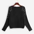Shein Pearl Beaded Solid Jumper